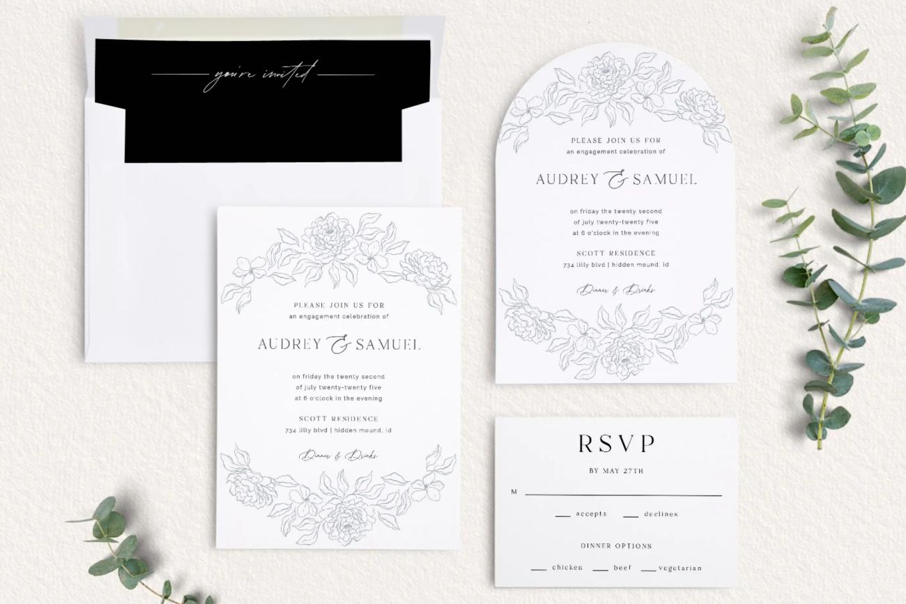 Engagement Party Invites - Graceful Petals