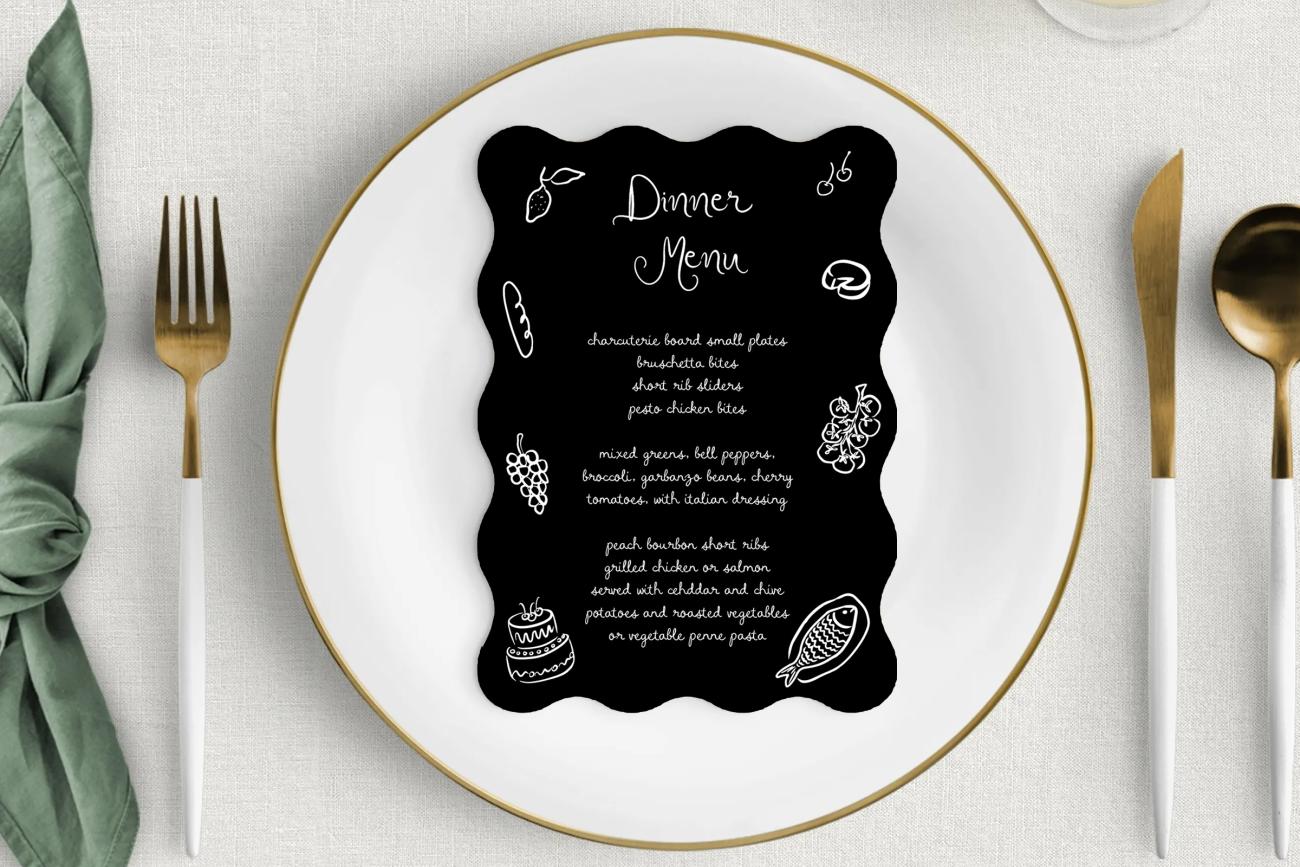 Wavy Menu Cards pairs perfectly with every palette