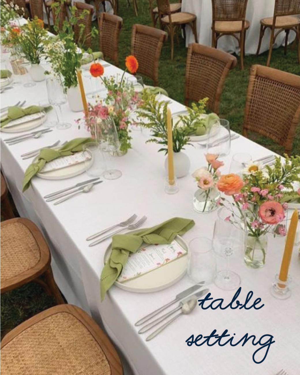 Late August Summer Wedding Table Settings