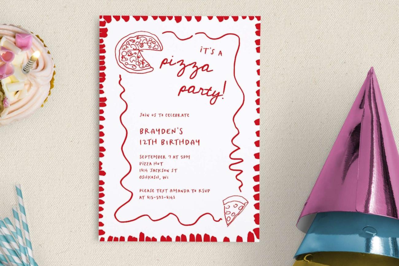 Birthday Party Invitations - Pizza Party