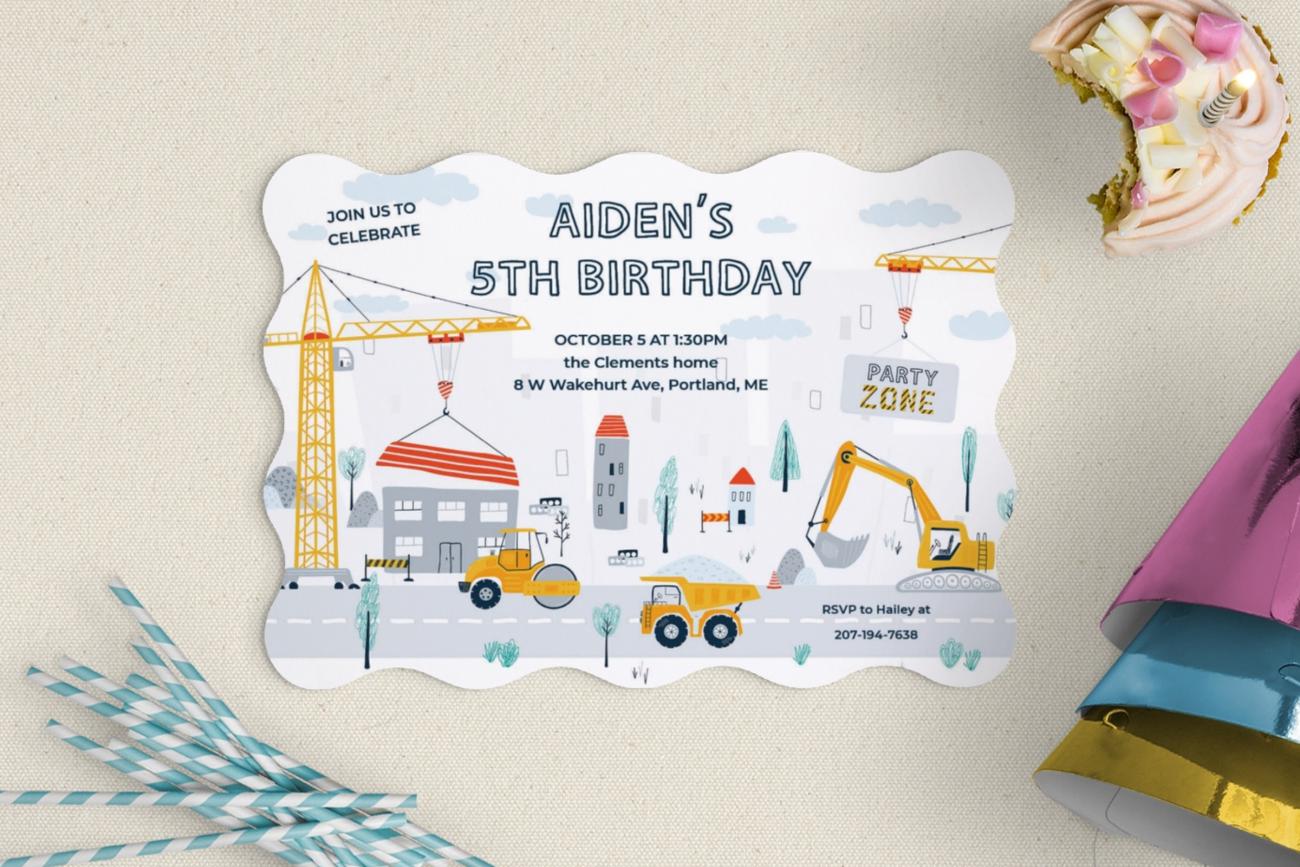 Birthday Party Invitations - Under Construction