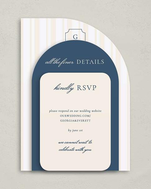 Georgia Half-arch Stacked Wedding Invitation