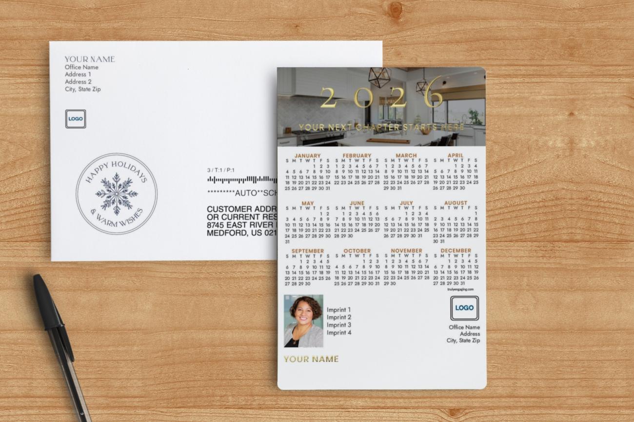 Gold Raised Foil Magnetic Calendar