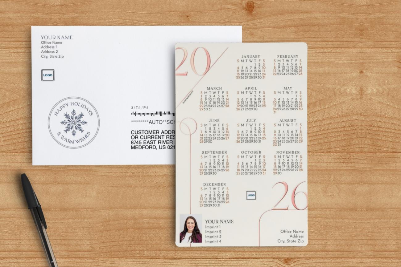 Rose Gold Raised Foil Magnetic Calendars