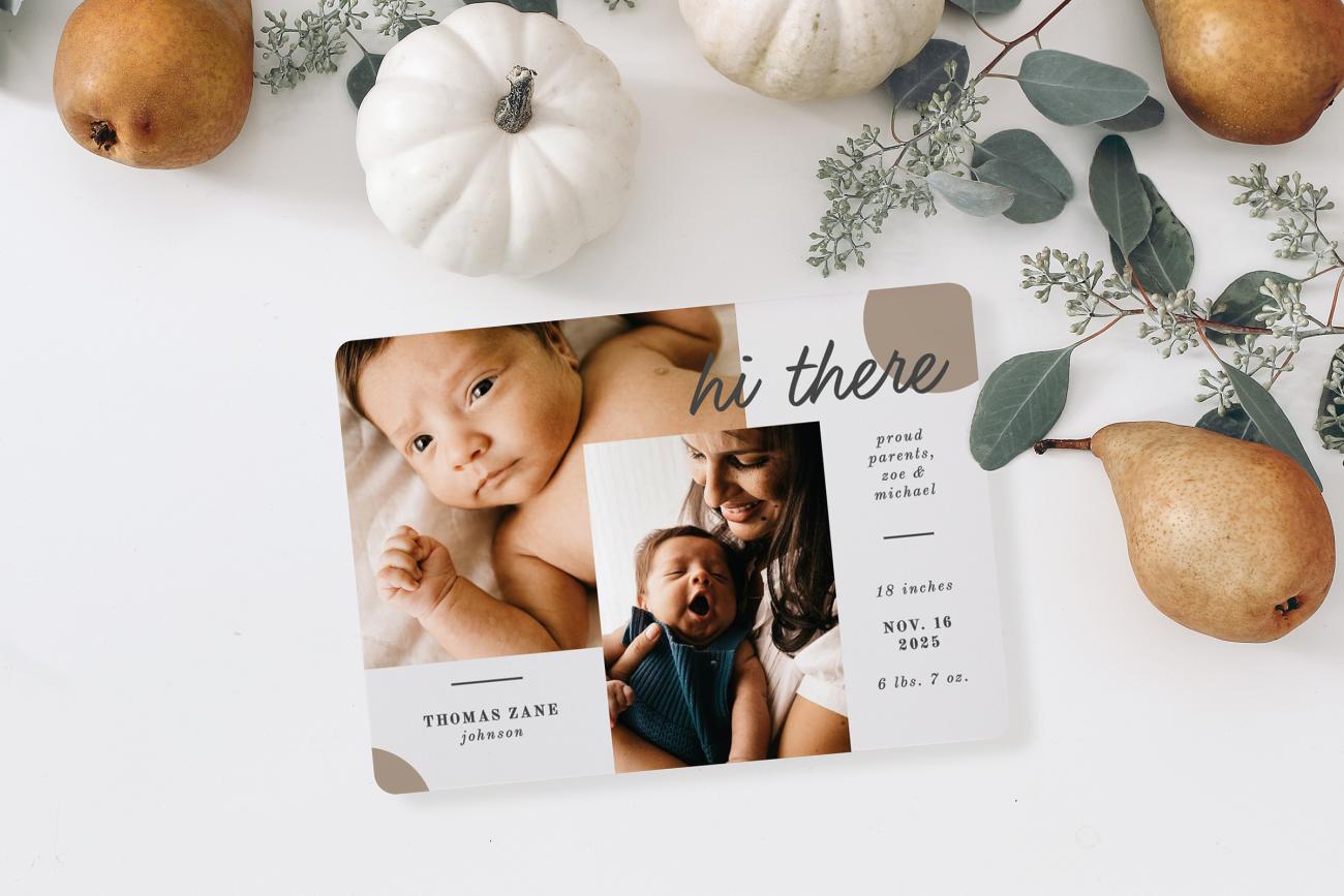 Fall Birth Announcement - Modern Spots