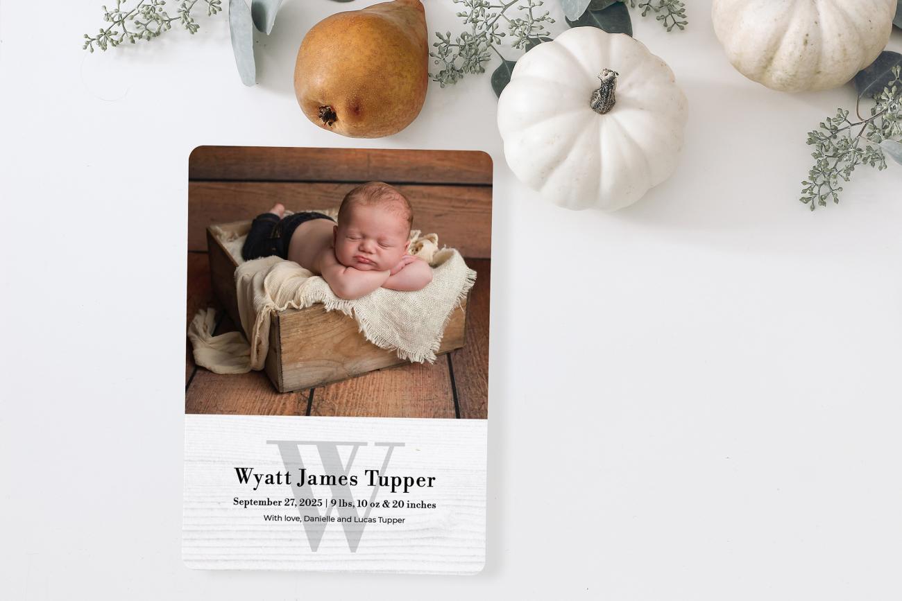 Fall Birth Announcement - Rustic Welcome