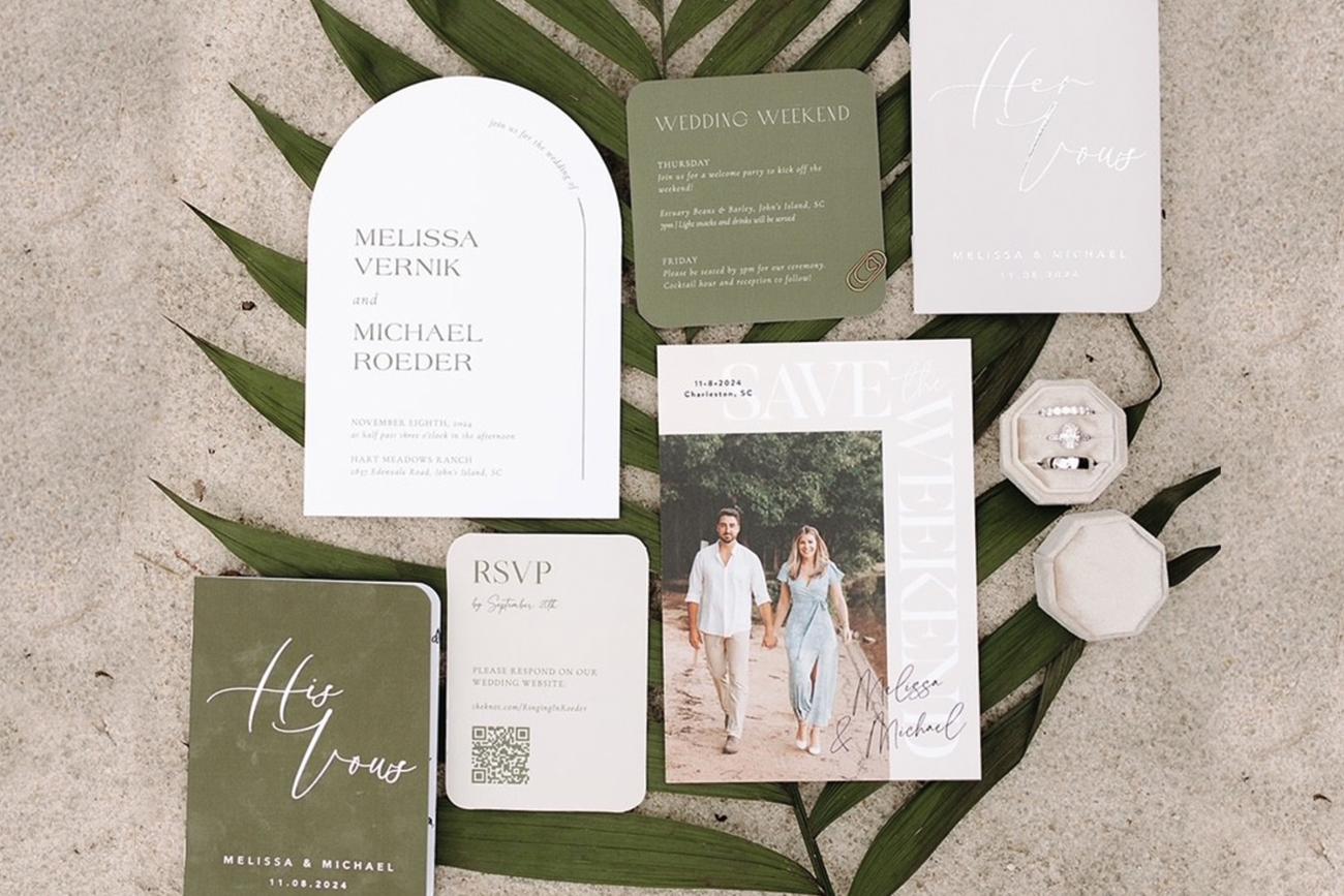Green Wedding Invitation Vowbooks