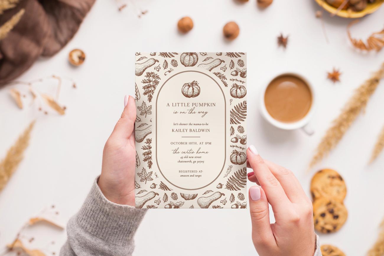 Fall Baby Shower Little Pumpkin Invitations
