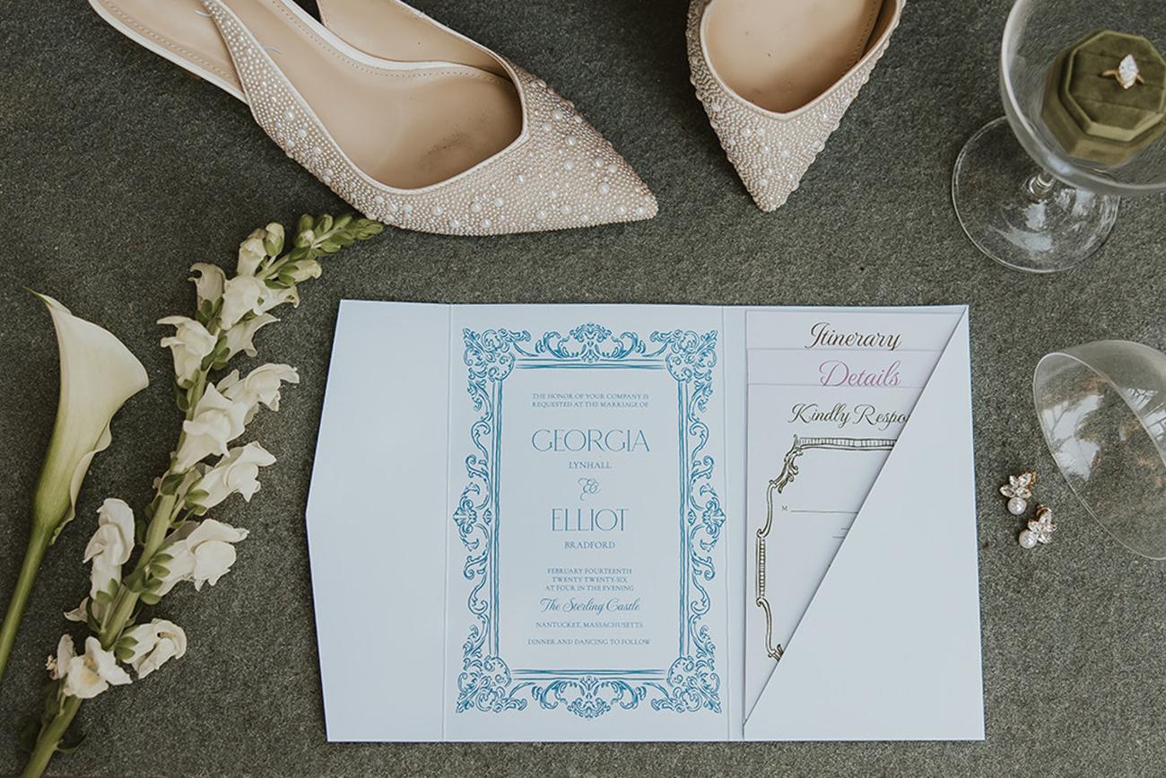 Old Money Wedding Pocket Invite