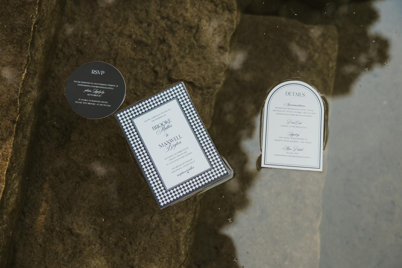 Floating wedding invite photos