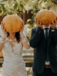 Fall Wedding Fun Photos with Pumpkins