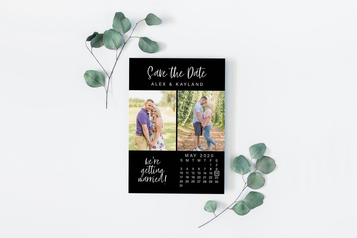 newly-engaged couple to-do's calendar save the date