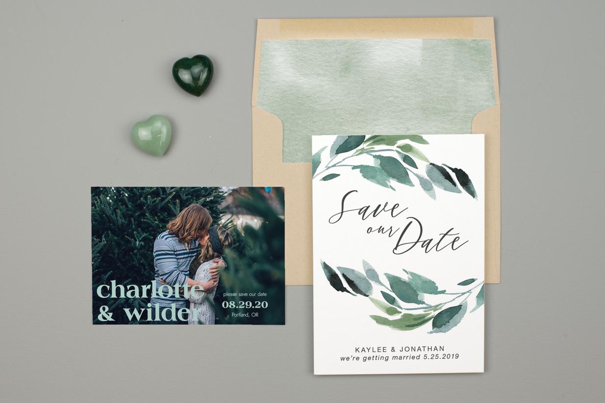 2 versions of Save the Date Cards