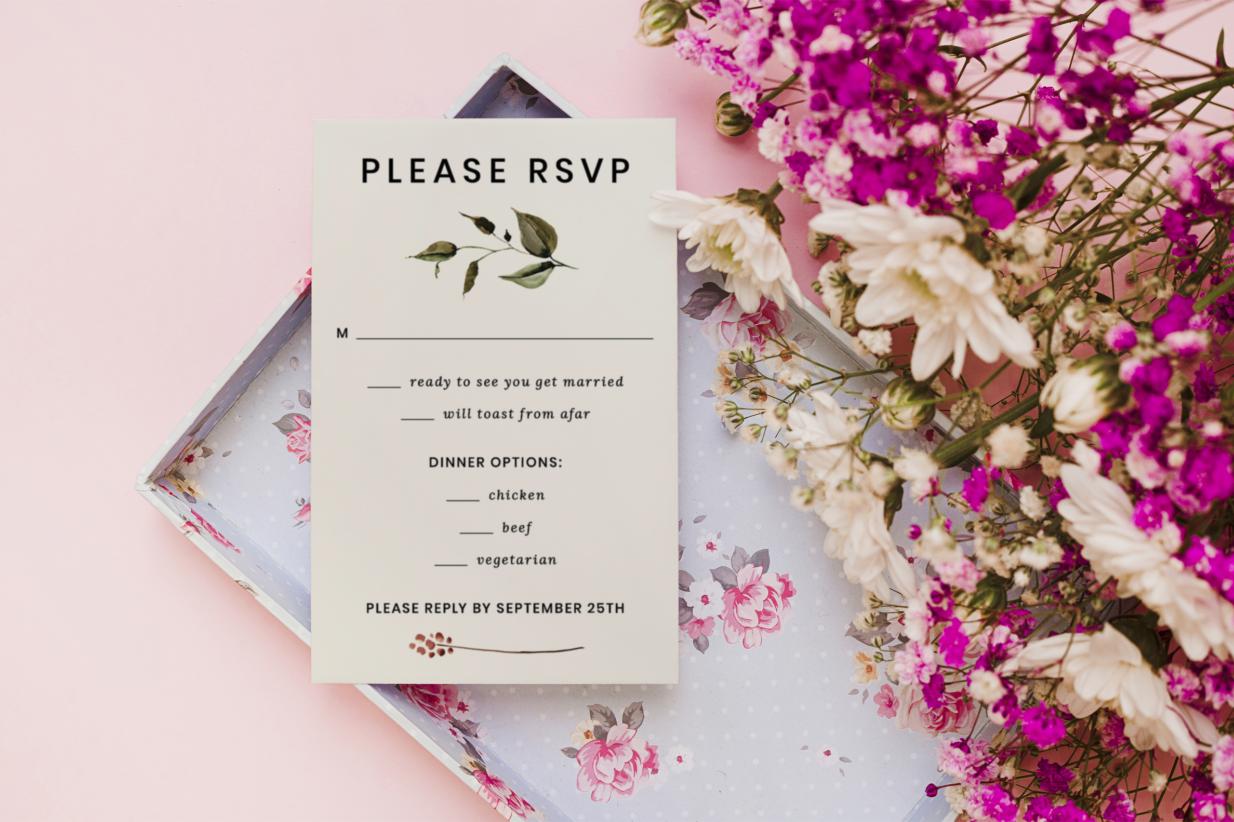 Funny RSVP wording with flowers