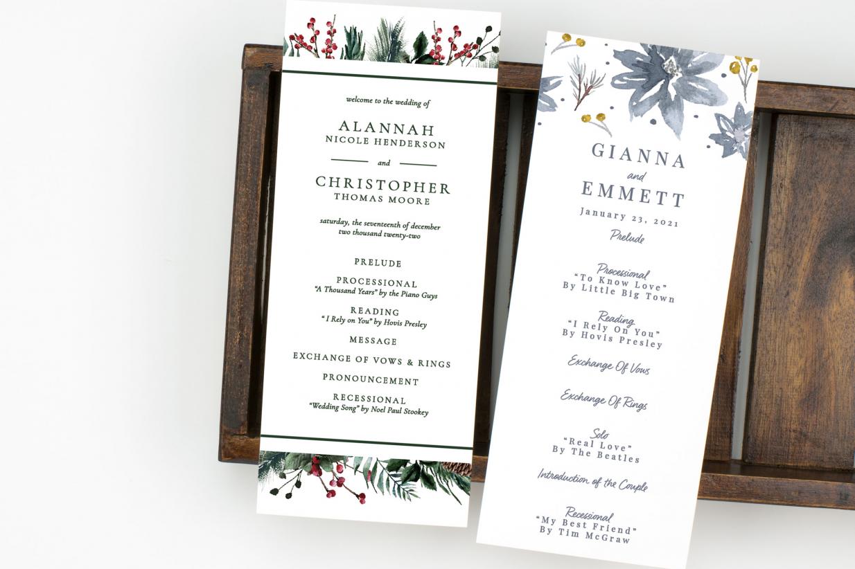 15 WINTER WEDDING PROGRAM STYLES FOR YOUR WEDDING