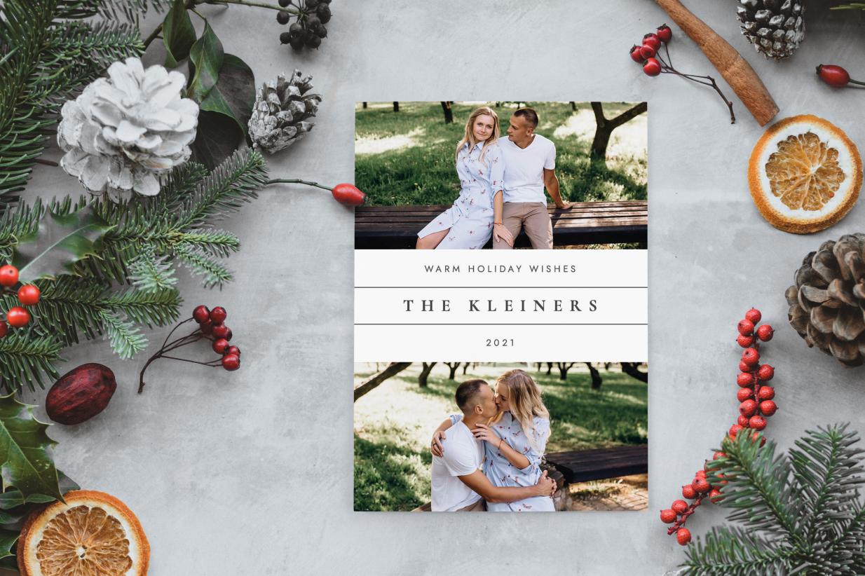 Real Printed Christmas Cards with Evergreen Surround