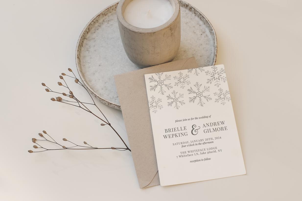 Snowflake Wedding Invitation for off-season wedding