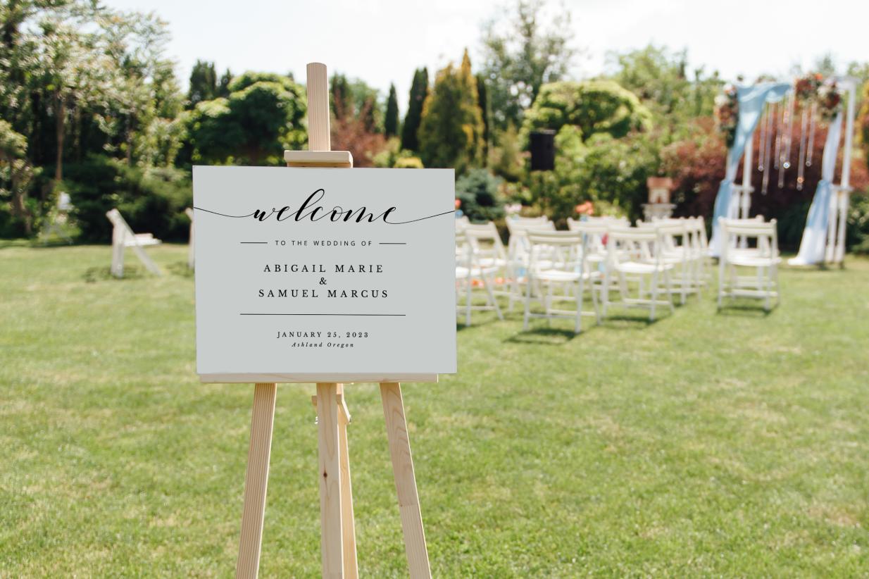 Welcome Wedding Sign for garden ceremony
