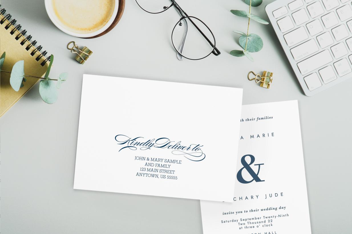 Modern Wedding Invitation Envelopes with preprinted addresses