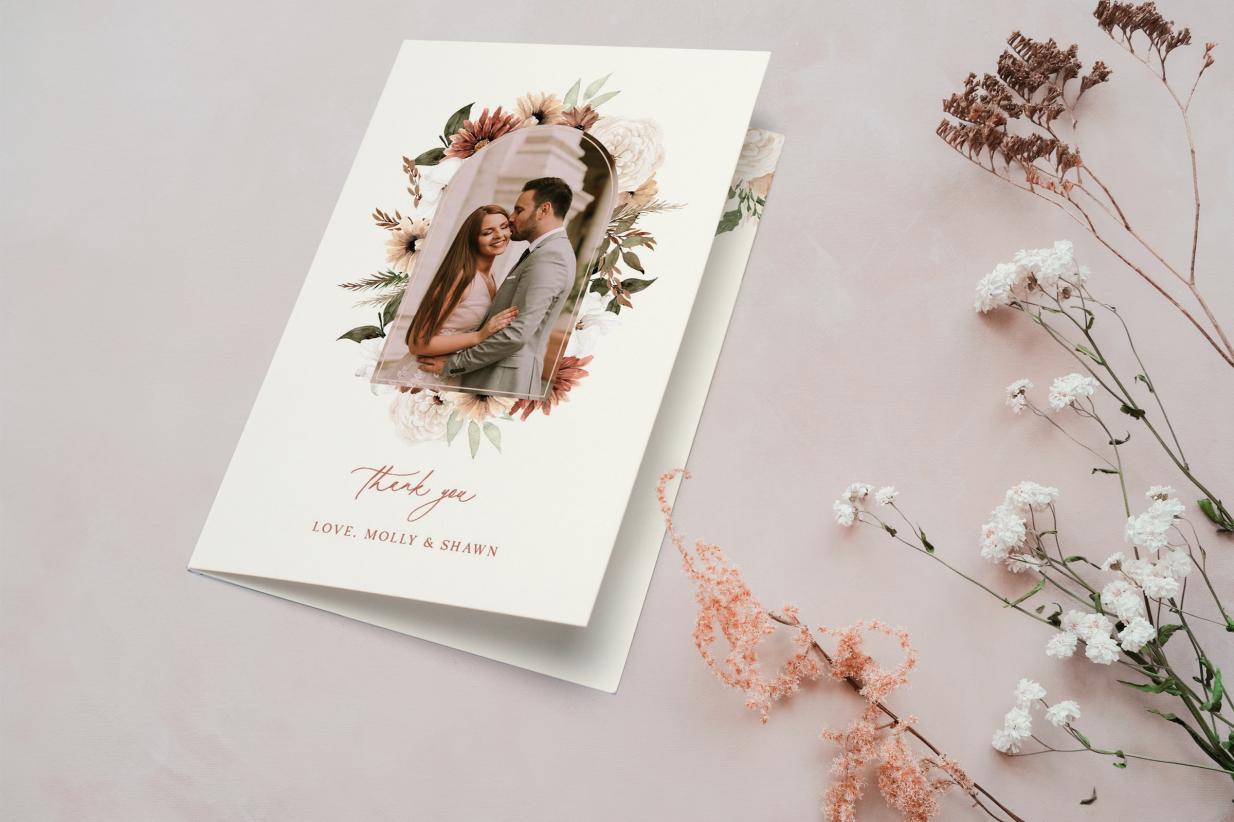 Rustic Thank You Card with natural flowers