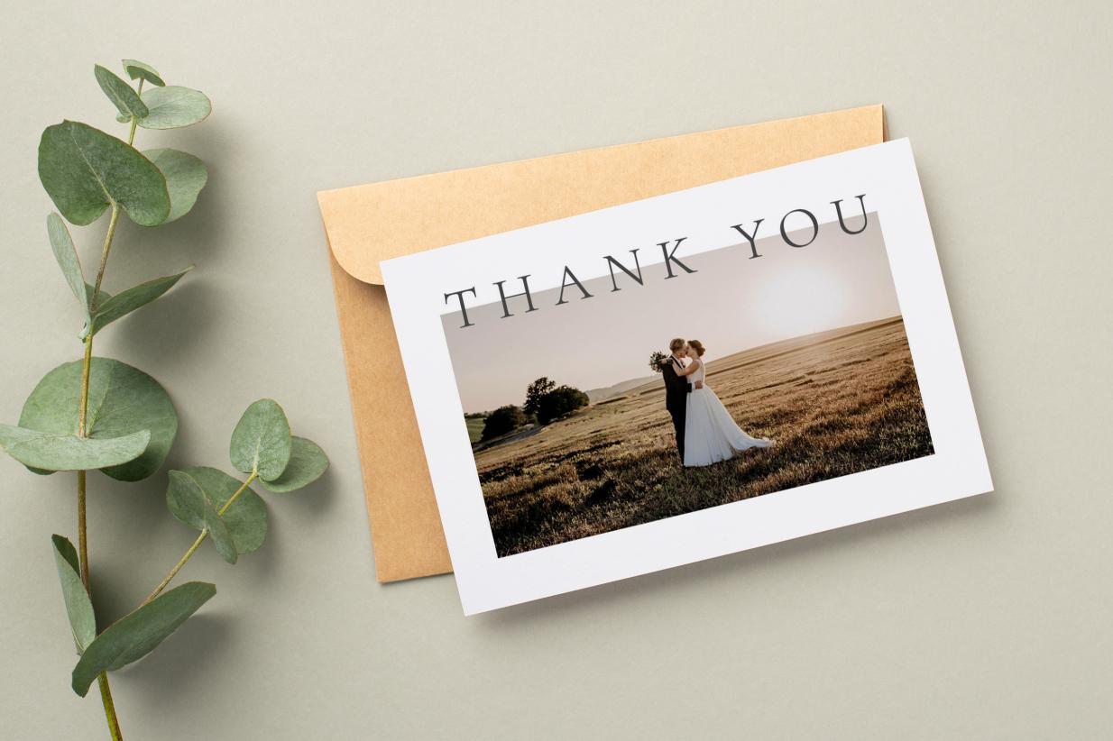 Wedding thank you cards with a serif font