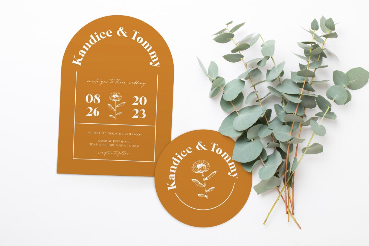 Cohesive Wedding Invitations and Coasters
