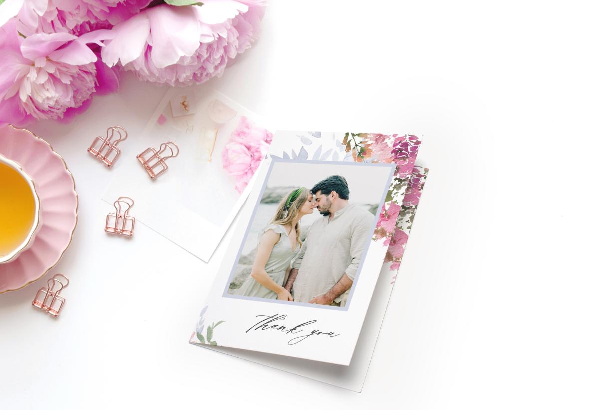 Vintage Wedding Thank You with flowers