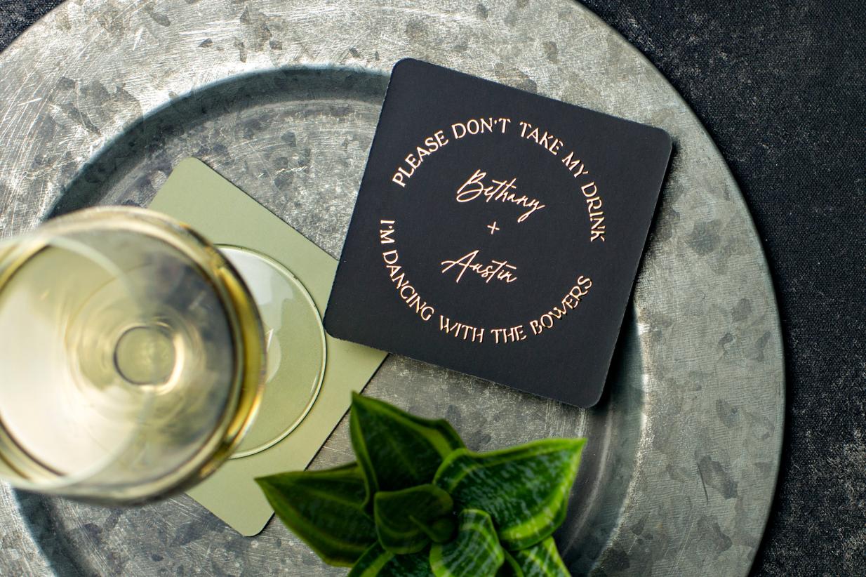 Coasters as wedding details