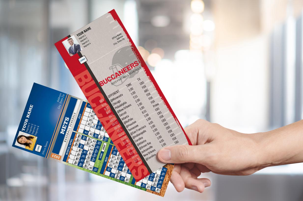 Hand out sports schedules Football Schedule Magnets and Baseball Schedule Magnets