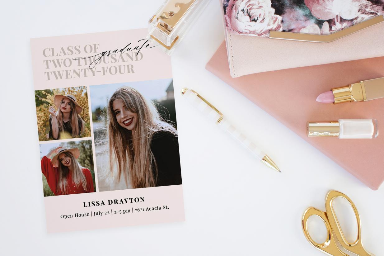 Graduation Announcement in modern feminine style