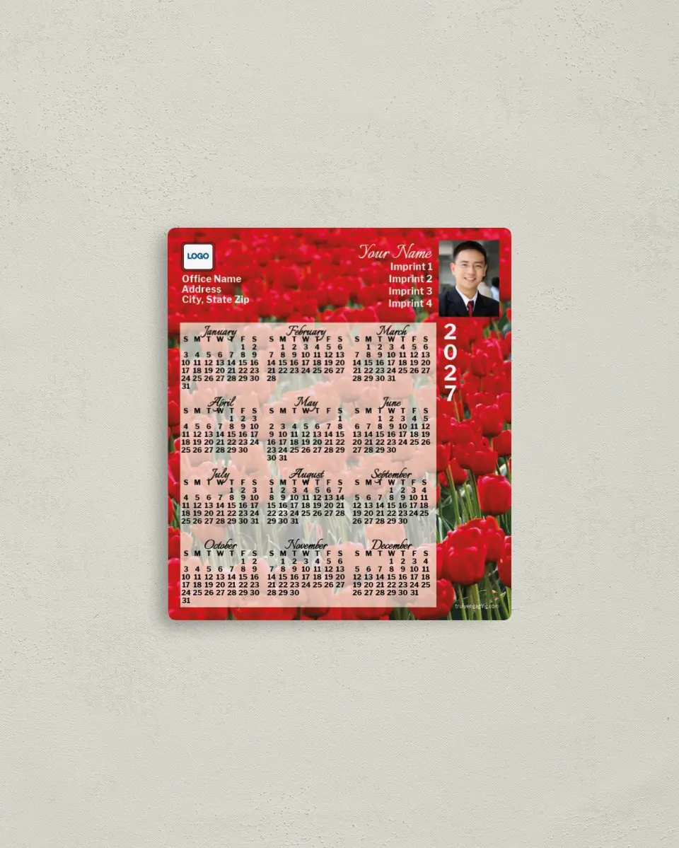 This is a 3½" x 4" Full Magnet Calendar called Tulips printed in full color with a Standard Gloss finish