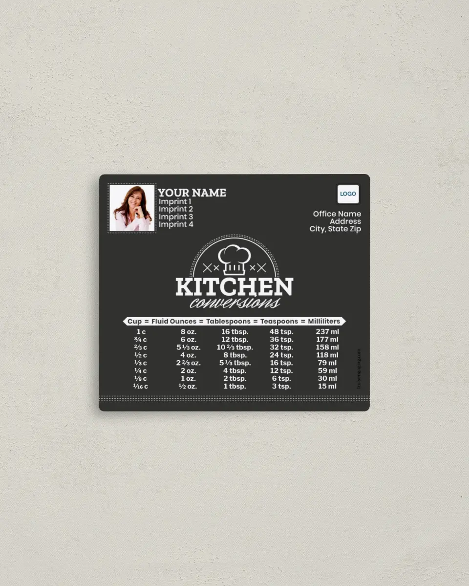This is a 3½" x 4" Kitchen Conversion called Illustrated Utensils printed in full color with a Standard Gloss finish
