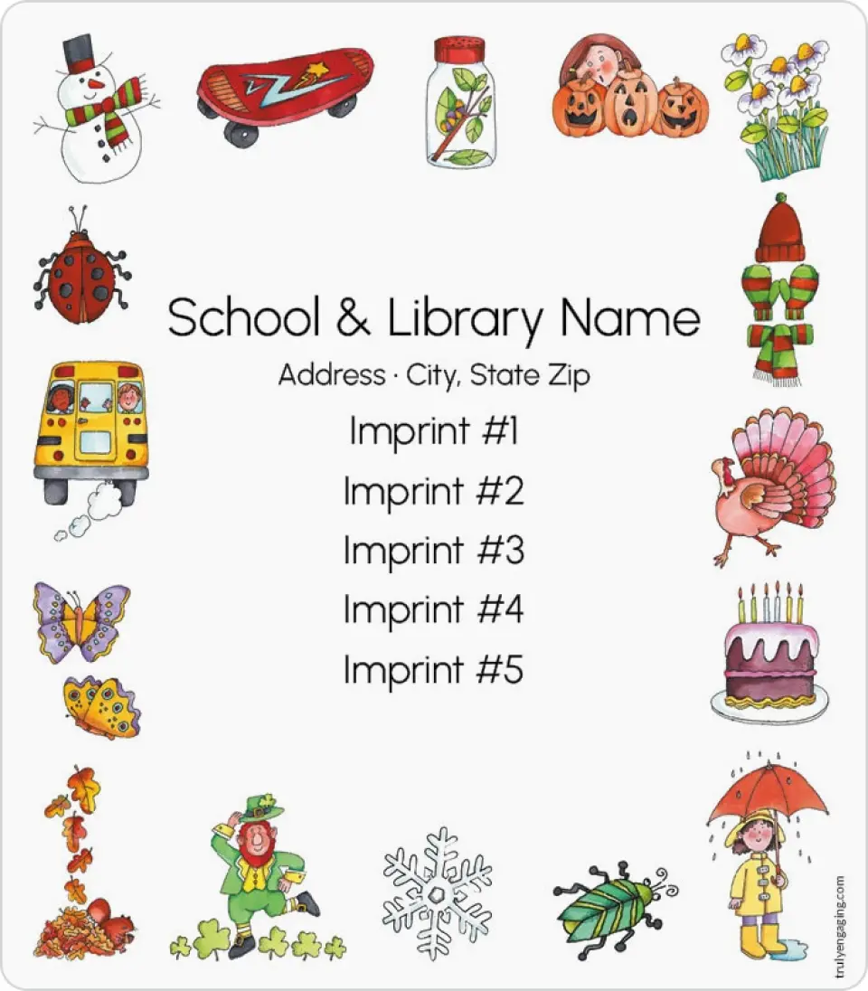 This is a 3½" x 4" School Contact Magnet called Holidays and Seasons printed in full color