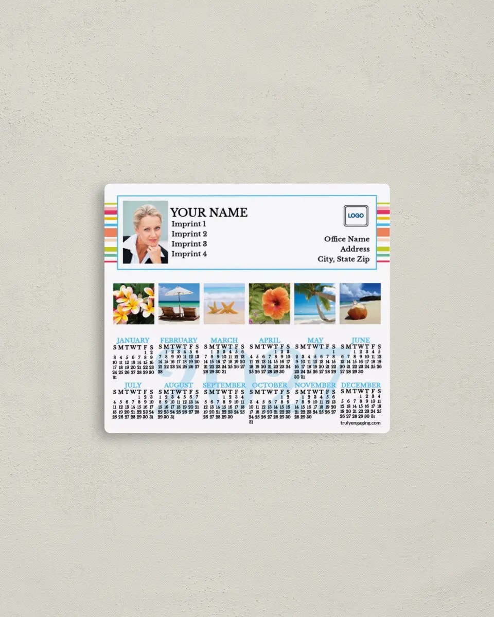 This is a 3½" x 4" Full Magnet Calendar called Colorful Stripes printed in full color with a Standard Gloss finish