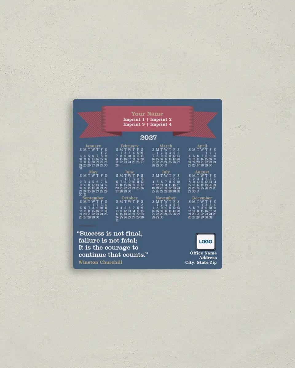 This is a 3½" x 4" Full Magnet Calendar called Inspirational Quote with Banner printed in full color with a Standard Gloss finish