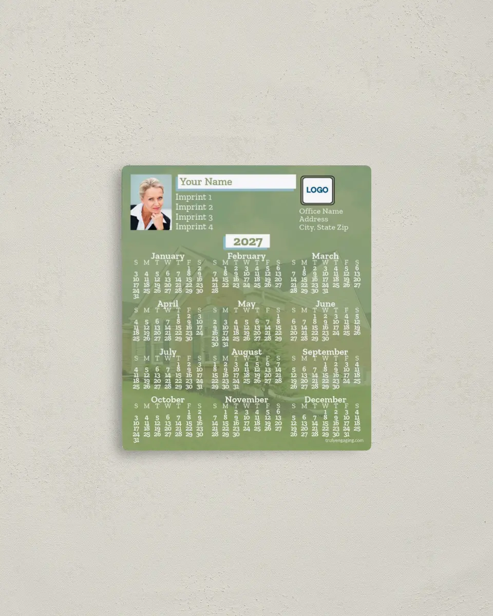 This is a 3½" x 4" Full Magnet Calendar called Home Dedication printed in full color with a Standard Gloss finish