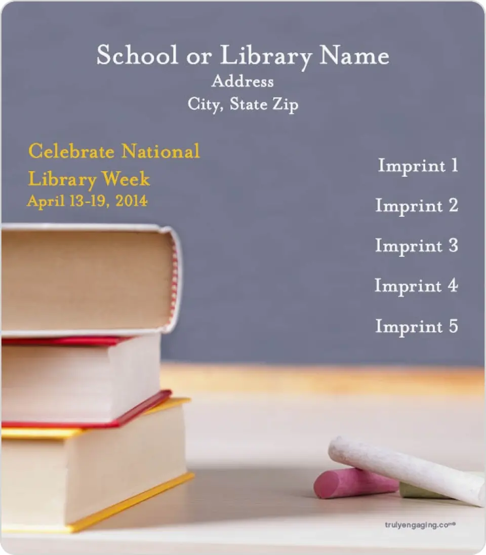 This is a 3½" x 4" School Contact Magnet called Books & Blackboard printed in full color