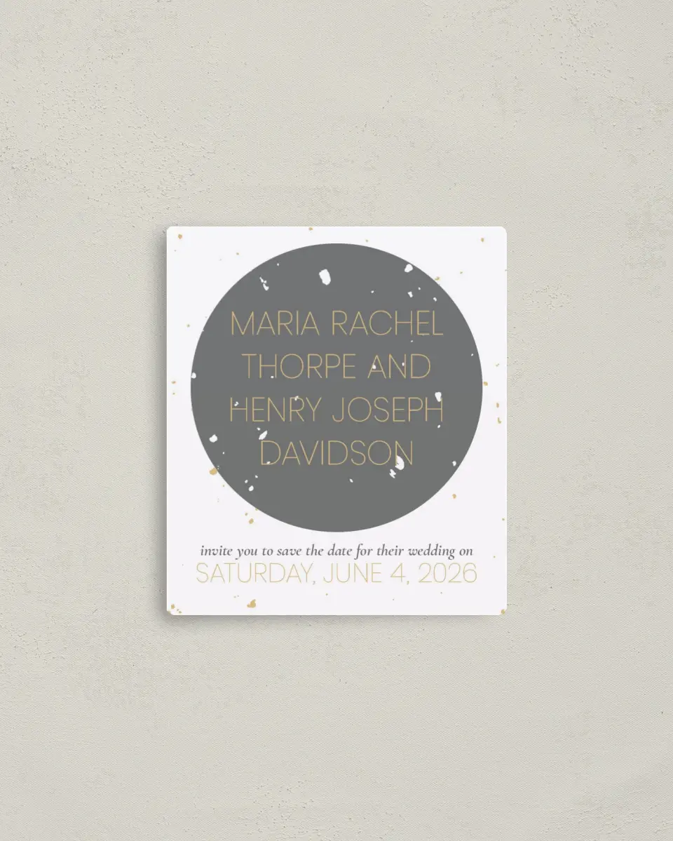 This is a 3½" x 4" Save the Date Magnet called Truly, Madly, Deeply printed in full color with a Luxe Satin finish