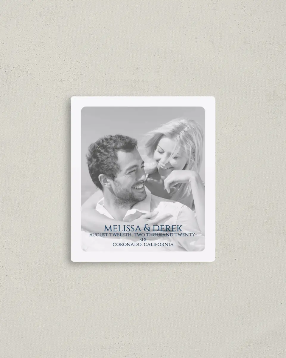 This is a 3½" x 4" Save the Date Magnet called Love's Anchor printed in full color with a Luxe Satin finish