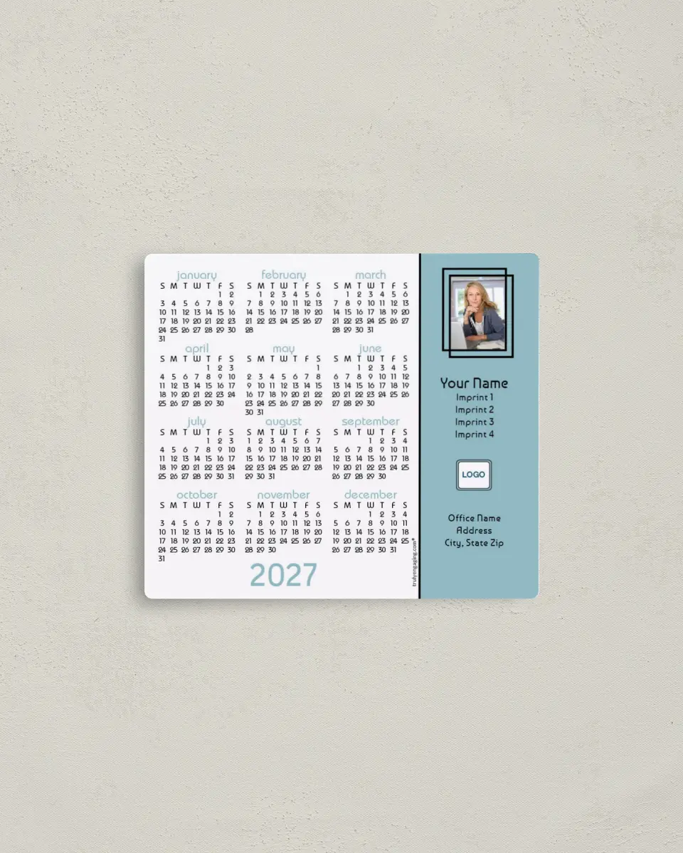 This is a 3½" x 4" Full Magnet Calendar called Cottage Hues printed in full color with a Standard Gloss finish