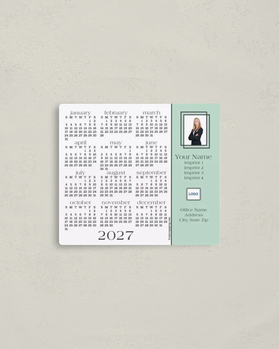 This is a 3½" x 4" Full Magnet Calendar called Harbor Hues printed in full color with a Standard Gloss finish