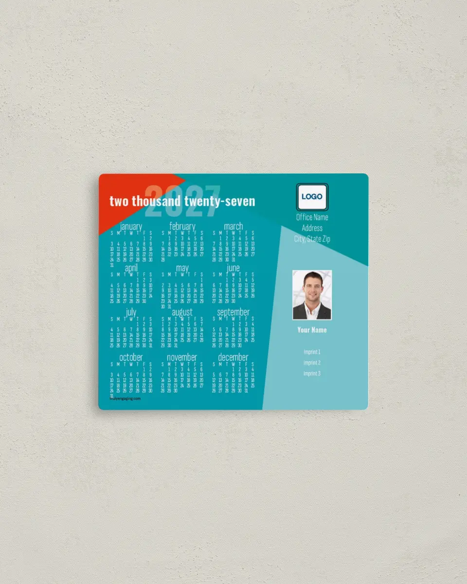 This is a 3½" x 4" Full Magnet Calendar called Geometric Brand printed in full color with a Standard Gloss finish