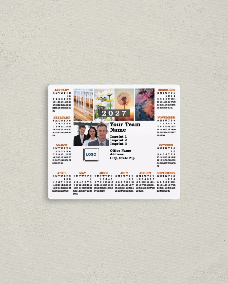 This is a 3½" x 4" Full Magnet Calendar called Through the Seasons printed in full color with a Standard Gloss finish