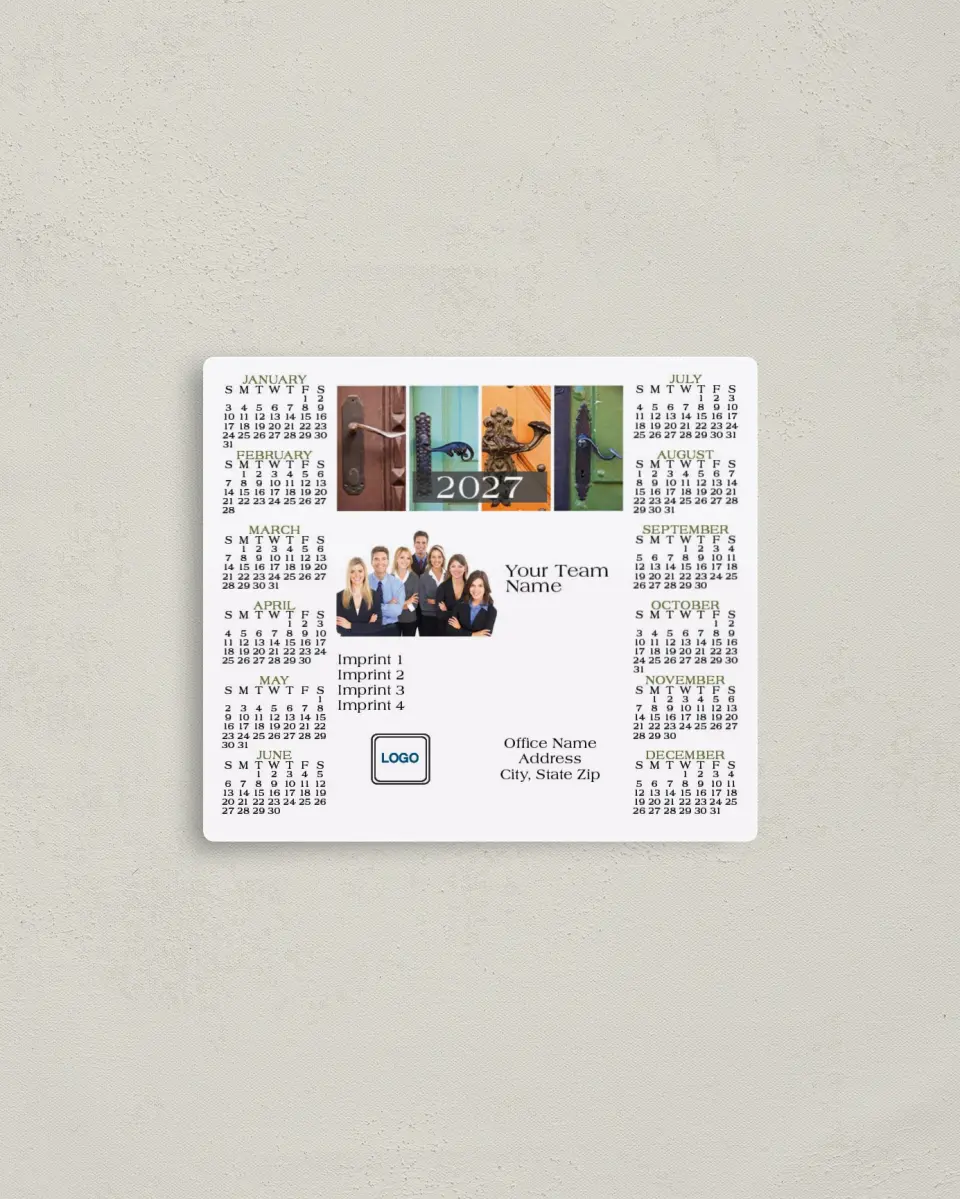 This is a 3½" x 4" Full Magnet Calendar called Elegant Entries printed in full color with a Standard Gloss finish