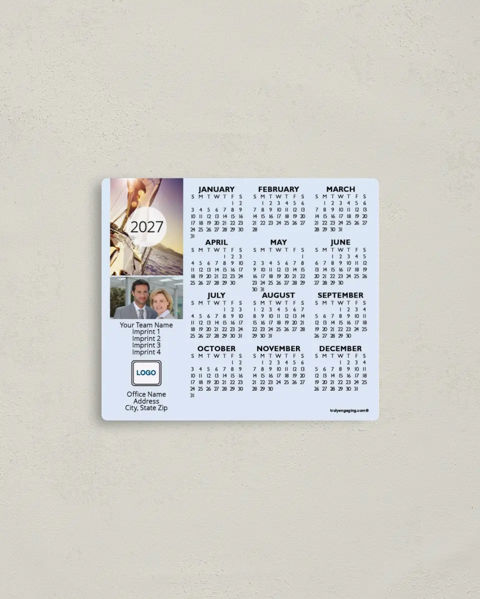 This is a 3½" x 4" Full Magnet Calendar called Faithful Sails printed in full color with a Standard Gloss finish