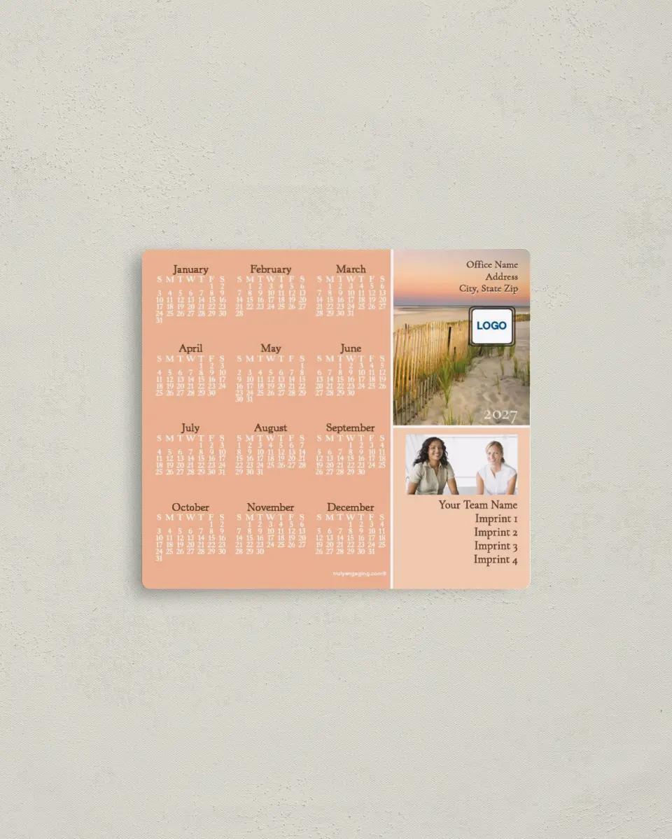 This is a 3½" x 4" Full Magnet Calendar called Coral Coast printed in full color with a Standard Gloss finish