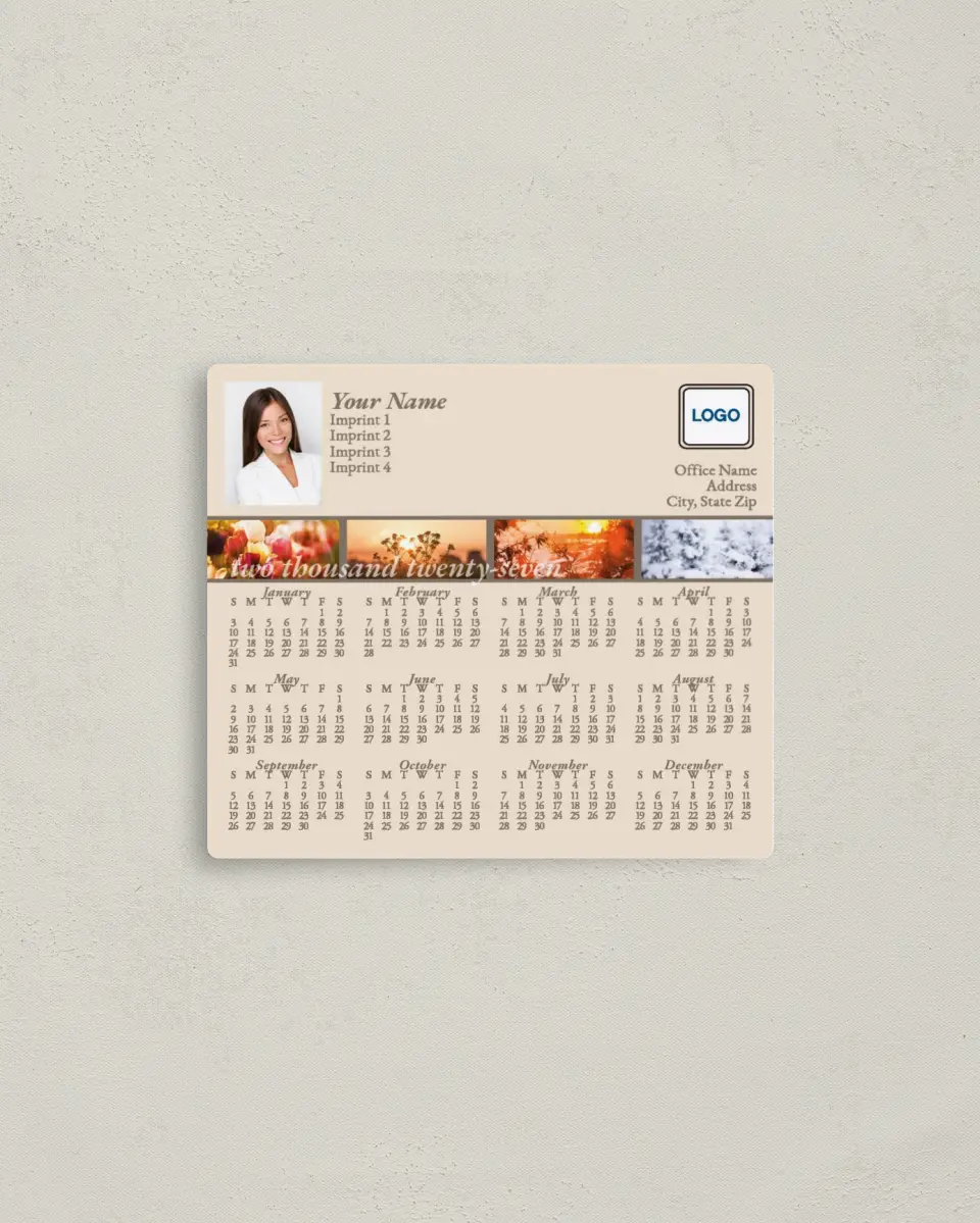 This is a 3½" x 4" Full Magnet Calendar called Natural Rhythm printed in full color with a Standard Gloss finish