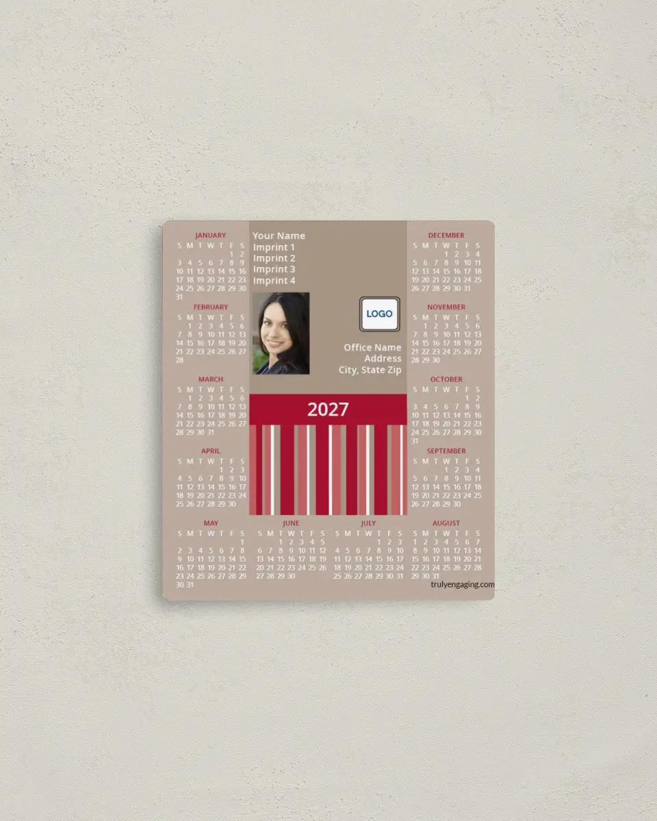 This is a 3½" x 4" Full Magnet Calendar called Sleek Stripes printed in full color with a Standard Gloss finish