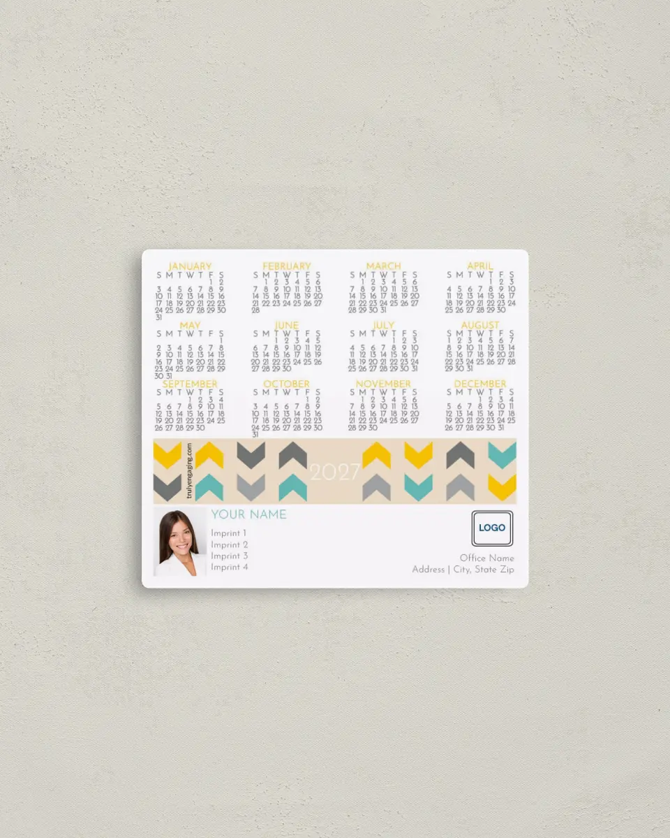 This is a 3½" x 4" Full Magnet Calendar called Tribal Chic printed in full color with a Standard Gloss finish