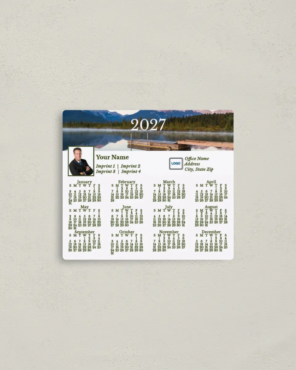 This is a 3½" x 4" Full Magnet Calendar called Misty Reflections printed in full color with a Standard Gloss finish